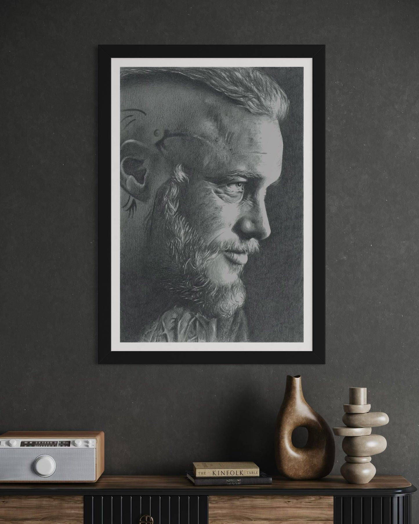 RAGNAR LOTHBROK (Vikings) Drawing - A3 Print