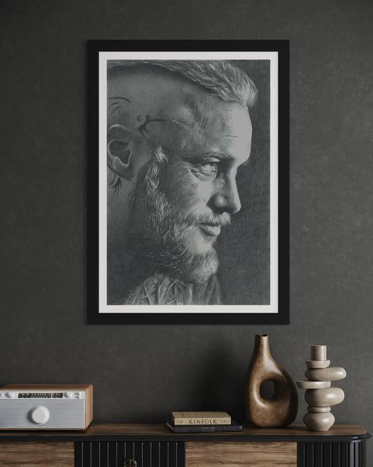 RAGNAR LOTHBROK (Vikings) Drawing - A3 Print