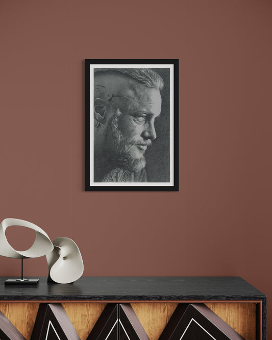 RAGNAR LOTHBROK (Vikings) Drawing - A4 ORIGINALE